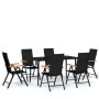 Juego de comedor para jardín 7 piezas negro de vidaXL, Conjuntos de jardín - Ref: Foro24-3099122, Precio: 509,99 €, Descuento: %