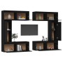 Muebles para TV 6 piezas madera maciza de pino negro de vidaXL, Muebles TV - Ref: Foro24-3100203, Precio: 356,36 €, Descuento: %