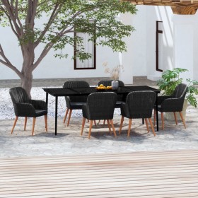 Juego de comedor de jardín 7 piezas con cojines negro de vidaXL, Conjuntos de jardín - Ref: Foro24-3099521, Precio: 821,99 €,...