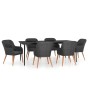 Juego de comedor de jardín 7 piezas con cojines negro de vidaXL, Conjuntos de jardín - Ref: Foro24-3099521, Precio: 819,50 €,...