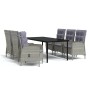 Juego de comedor de jardín 7 piezas con cojines gris y negro de vidaXL, Conjuntos de jardín - Ref: Foro24-3099363, Precio: 1,...