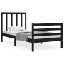 Bed frame with black solid wood headboard 100x200 cm by vidaXL, Beds and slatted bases - Ref: Foro24-3193785, Price: 114,82 €...