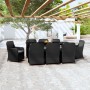 Juego de comedor de jardín 9 piezas con cojines negro de vidaXL, Conjuntos de jardín - Ref: Foro24-3099546, Precio: 1,00 €, D...