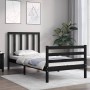 Bed frame with black solid wood headboard 100x200 cm by vidaXL, Beds and slatted bases - Ref: Foro24-3193785, Price: 114,82 €...