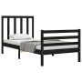 Bed frame with black solid wood headboard 100x200 cm by vidaXL, Beds and slatted bases - Ref: Foro24-3193785, Price: 114,82 €...