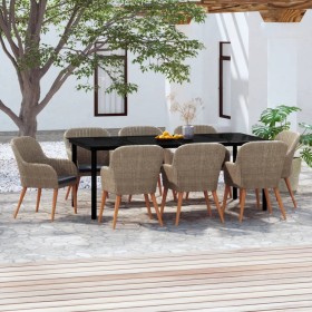 9-piece garden dining set and brown cushions by vidaXL, Garden sets - Ref: Foro24-3099516, Price: 1,00 €, Discount: %