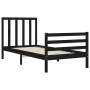 Bed frame with black solid wood headboard 100x200 cm by vidaXL, Beds and slatted bases - Ref: Foro24-3193785, Price: 114,82 €...