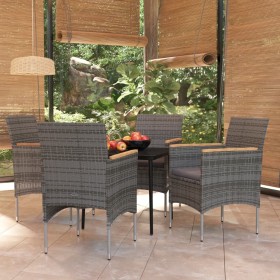 5-piece garden dining set with gray and black cushions by vidaXL, Garden sets - Ref: Foro24-3099348, Price: 342,44 €, Discoun...