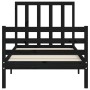 Bed frame with black solid wood headboard 100x200 cm by vidaXL, Beds and slatted bases - Ref: Foro24-3193785, Price: 114,82 €...