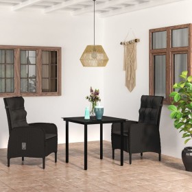 Juego de comedor de jardín 3 piezas con cojines negro de vidaXL, Conjuntos de jardín - Ref: Foro24-3099353, Precio: 391,74 €,...