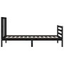 Bed frame with black solid wood headboard 100x200 cm by vidaXL, Beds and slatted bases - Ref: Foro24-3193785, Price: 114,82 €...