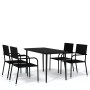 Juego de comedor de jardín 5 piezas negro de vidaXL, Conjuntos de jardín - Ref: Foro24-3099591, Precio: 250,99 €, Descuento: %