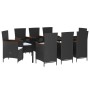 Juego de comedor de jardín 9 piezas con cojines negro de vidaXL, Conjuntos de jardín - Ref: Foro24-3099462, Precio: 1,00 €, D...