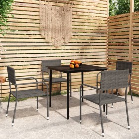 Juego de comedor de jardín 5 piezas gris de vidaXL, Conjuntos de jardín - Ref: Foro24-3099596, Precio: 270,99 €, Descuento: %