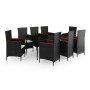 Juego de comedor de jardín 9 piezas con cojines negro de vidaXL, Conjuntos de jardín - Ref: Foro24-3099448, Precio: 1,00 €, D...