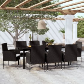 Juego de comedor de jardín 9 piezas negro de vidaXL, Conjuntos de jardín - Ref: Foro24-3099606, Precio: 630,99 €, Descuento: %