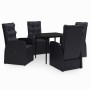 Juego de comedor de jardín 5 piezas con cojines negro de vidaXL, Conjuntos de jardín - Ref: Foro24-3099492, Precio: 704,50 €,...