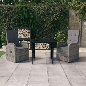 3-piece garden dining set with gray cushions by vidaXL, Garden sets - Ref: Foro24-3099473, Price: 478,99 €, Discount: %