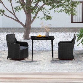 3-teiliges Garten-Essset mit schwarzen Kissen von vidaXL, Gartensets - Ref: Foro24-3099541, Preis: 339,99 €, Rabatt: %