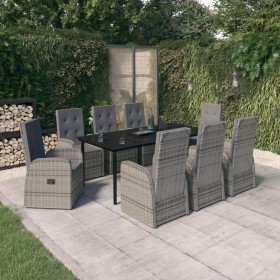 9-piece garden dining set with gray cushions by vidaXL, Garden sets - Ref: Foro24-3099478, Price: 1,00 €, Discount: %