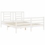 Estructura de cama matrimonio con cabecero madera maciza blanco de vidaXL, Camas y somieres - Ref: Foro24-3194707, Precio: 13...