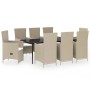 Juego de comedor de jardín 9 piezas con cojines beige de vidaXL, Conjuntos de jardín - Ref: Foro24-3099472, Precio: 1,00 €, D...