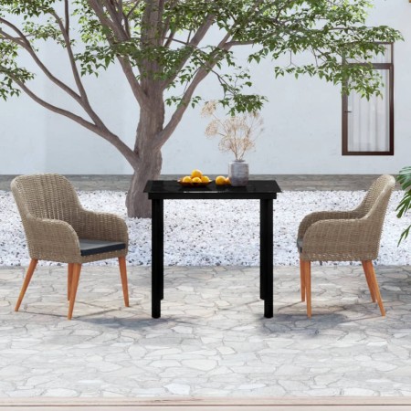 Juego de comedor de jardín 3 piezas con cojines marrón de vidaXL, Conjuntos de jardín - Ref: Foro24-3099511, Precio: 301,80 €...