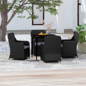 Juego de comedor de jardín 5 piezas con cojines negro de vidaXL, Conjuntos de jardín - Ref: Foro24-3099542, Precio: 645,44 €,...