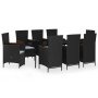 Juego de comedor de jardín 9 piezas con cojines negro de vidaXL, Conjuntos de jardín - Ref: Foro24-3099468, Precio: 1,00 €, D...