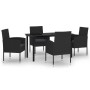 Juego de comedor para jardín 5 piezas negro de vidaXL, Conjuntos de jardín - Ref: Foro24-3099615, Precio: 347,54 €, Descuento: %