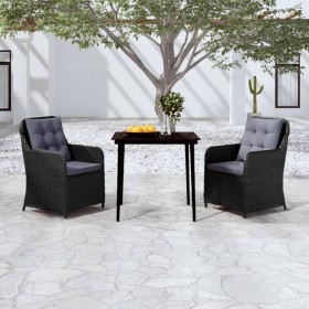 Garden dining set 3 pieces black by vidaXL, Garden sets - Ref: Foro24-3099571, Price: 381,99 €, Discount: %