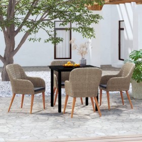 Juego de comedor de jardín 5 piezas con cojines marrón de vidaXL, Conjuntos de jardín - Ref: Foro24-3099512, Precio: 522,91 €...