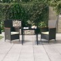 Juego de comedor de jardín 3 piezas con cojines negro de vidaXL, Conjuntos de jardín - Ref: Foro24-3099443, Precio: 328,24 €,...