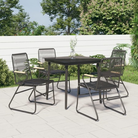 Juego de comedor de jardín 5 piezas ratán PVC negro de vidaXL, Conjuntos de jardín - Ref: Foro24-3099216, Precio: 289,86 €, D...