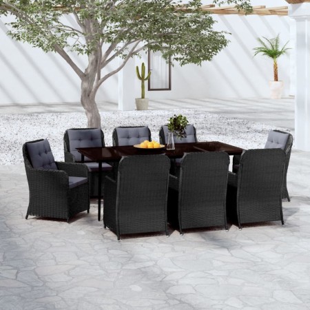 Juego de comedor de jardín 9 piezas negro de vidaXL, Conjuntos de jardín - Ref: Foro24-3099576, Precio: 1,00 €, Descuento: %