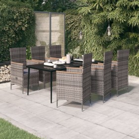 7-piece garden dining set with gray cushions by vidaXL, Garden sets - Ref: Foro24-3099453, Price: 1,00 €, Discount: %