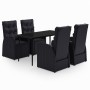 Juego de comedor de jardín 5 piezas con cojines negro de vidaXL, Conjuntos de jardín - Ref: Foro24-3099493, Precio: 730,99 €,...