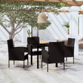 Juego de comedor para jardín 5 piezas negro de vidaXL, Conjuntos de jardín - Ref: Foro24-3099602, Precio: 278,99 €, Descuento: %