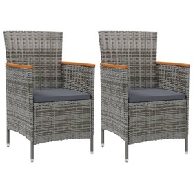 Garden dining chairs 2 units gray synthetic rattan by vidaXL, Garden chairs - Ref: Foro24-316149, Price: 161,87 €, Discount: %