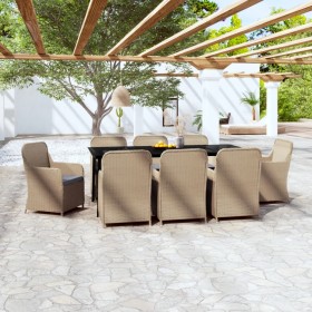 9-piece garden dining set with brown cushions by vidaXL, Garden sets - Ref: Foro24-3099552, Price: 1,00 €, Discount: %