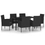 Juego de comedor para jardín 7 piezas negro de vidaXL, Conjuntos de jardín - Ref: Foro24-3099616, Precio: 462,61 €, Descuento: %