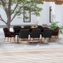 Juego de comedor de jardín 9 piezas con cojines negro de vidaXL, Conjuntos de jardín - Ref: Foro24-3099522, Precio: 978,65 €,...