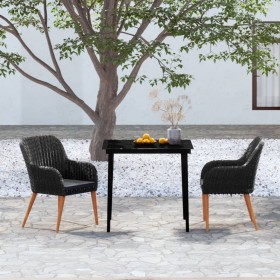 Juego de comedor de jardín 3 piezas con cojines negro de vidaXL, Conjuntos de jardín - Ref: Foro24-3099517, Precio: 284,99 €,...