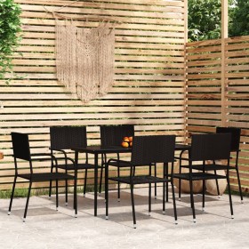 Garden dining set 7 pieces black by vidaXL, Garden sets - Ref: Foro24-3099592, Price: 314,99 €, Discount: %