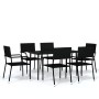 Juego de comedor para jardín 7 piezas negro de vidaXL, Conjuntos de jardín - Ref: Foro24-3099592, Precio: 297,43 €, Descuento: %