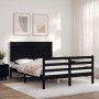 Estructura de cama con cabecero madera maciza negro 140x200 cm de vidaXL, Camas y somieres - Ref: Foro24-3195225, Precio: 162...