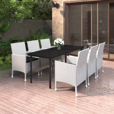 Set comedor de jardín 7 pzas y cojines ratán sintético y vidrio de vidaXL, Conjuntos de jardín - Ref: Foro24-3099701, Precio:...