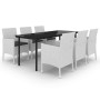 Set comedor de jardín 7 pzas y cojines ratán sintético y vidrio de vidaXL, Conjuntos de jardín - Ref: Foro24-3099701, Precio:...