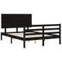 Bed frame with black solid wood headboard 140x200 cm by vidaXL, Beds and slatted bases - Ref: Foro24-3195225, Price: 162,99 €...