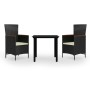 3-piece garden dining set with black cushions by vidaXL, Garden sets - Ref: Foro24-3099425, Price: 298,48 €, Discount: %